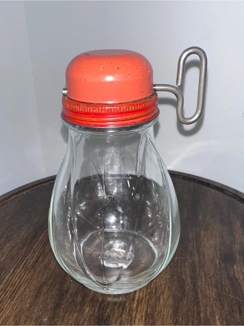 Vintage Federal Tool Corp Nut Chopper Red Metal Lid Grinder Glass Jar 1940s